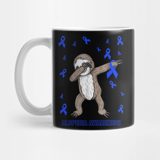 Dabbing Sloth Cute Funny Dog Dab Love Hope Faith Believe Support Alopecia Awareness Blue Ribbon Warrior by celsaclaudio506